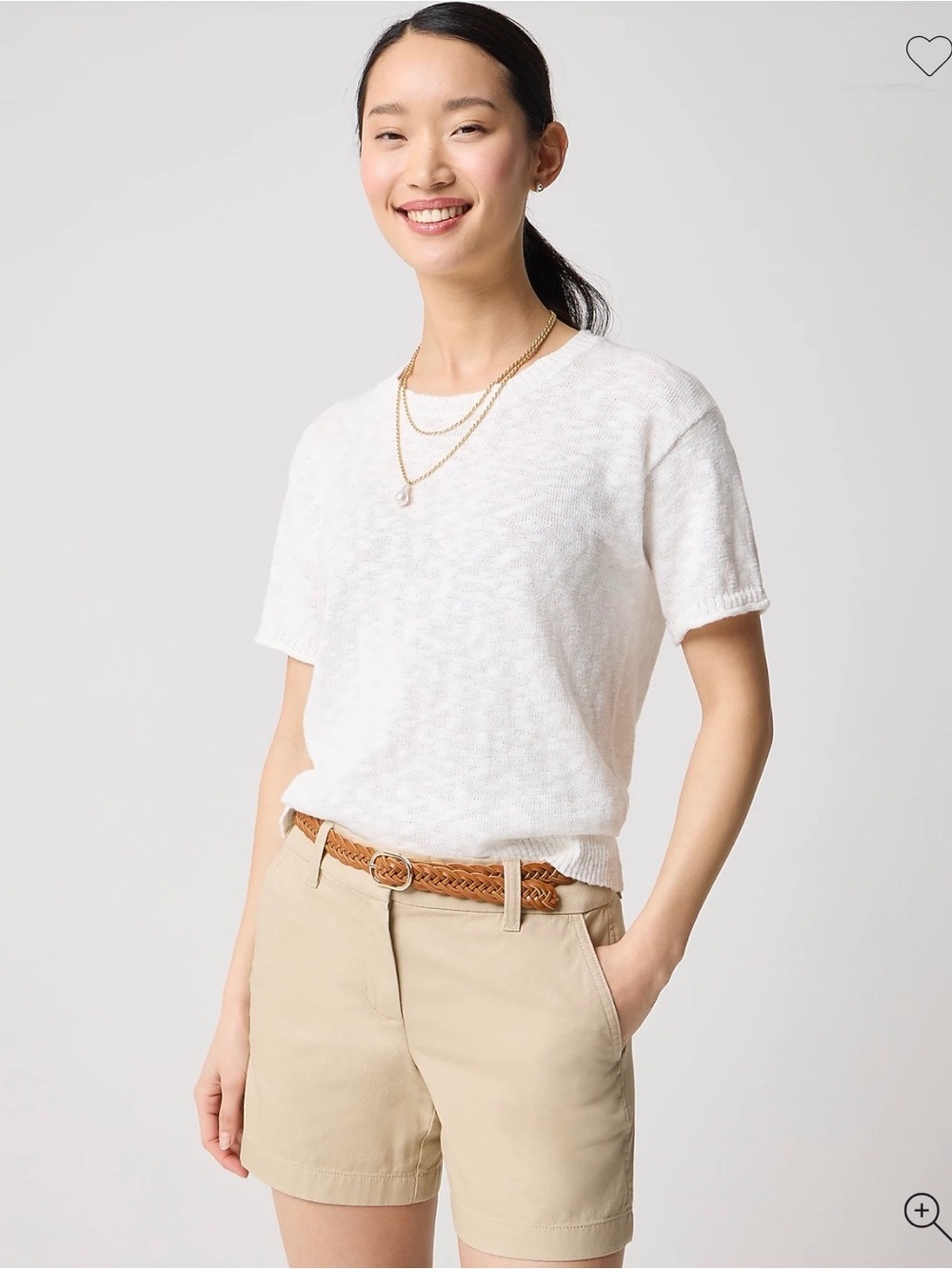 J. Crew White Short-Sleeve Lightweight Knit Tee